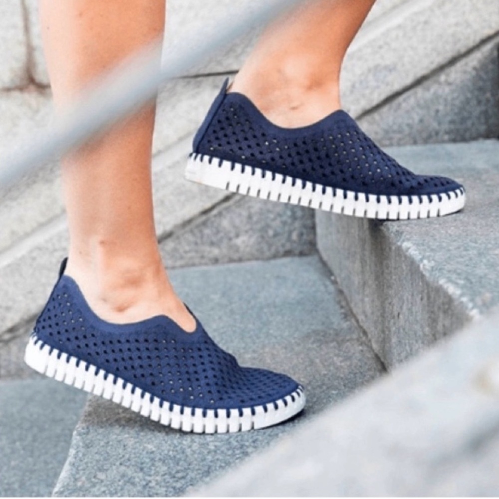 Ilse Jacobsen Navy Perforated Sneakers